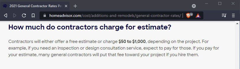 How much do contractors charge for estimate?